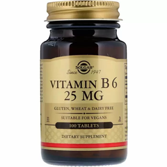 Витамин В6, Vitamin B6, Solgar, 25 мг, 100 таблеток