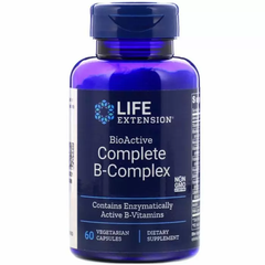 Б-комплекс витаминов, BioActive B-Complex, Life Extension, биоактивные, 60 вегетарианских капсул