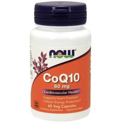 Коензим Q10 60 мг, NOW Foods CoQ10 60 mg – 60 веганських капсул