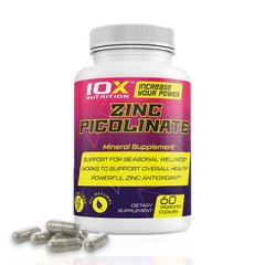 Цинк пиколинат, Zink Picolinate, 10X Nutrition USA, 60 веганских капсул