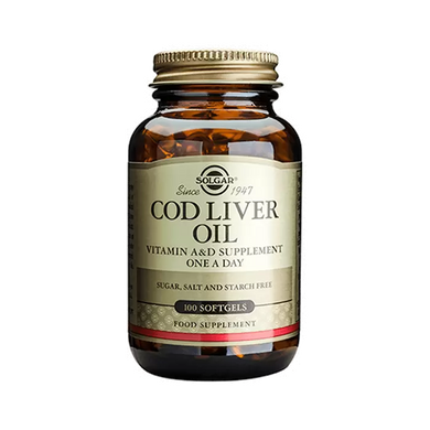 Вітамін А і Д з печінки норвезької тріски, Vitamin А and D Cod Liver Oil, Solgar, 100 капсул