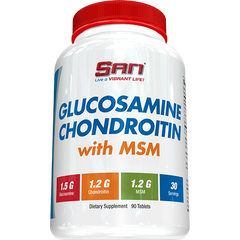 Глюкозамін, хондроїтин та МСМ, Glucosamine Chrondroitin MSM, SAN Nutrition – 180 пігулок